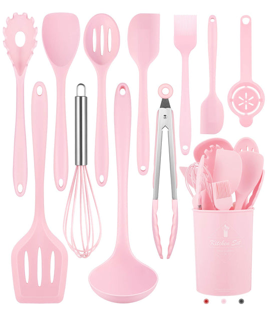 Kitchen Utensils Set-12 Pieces Silicone Cooking Utensils Set (Dishwasher Safe)