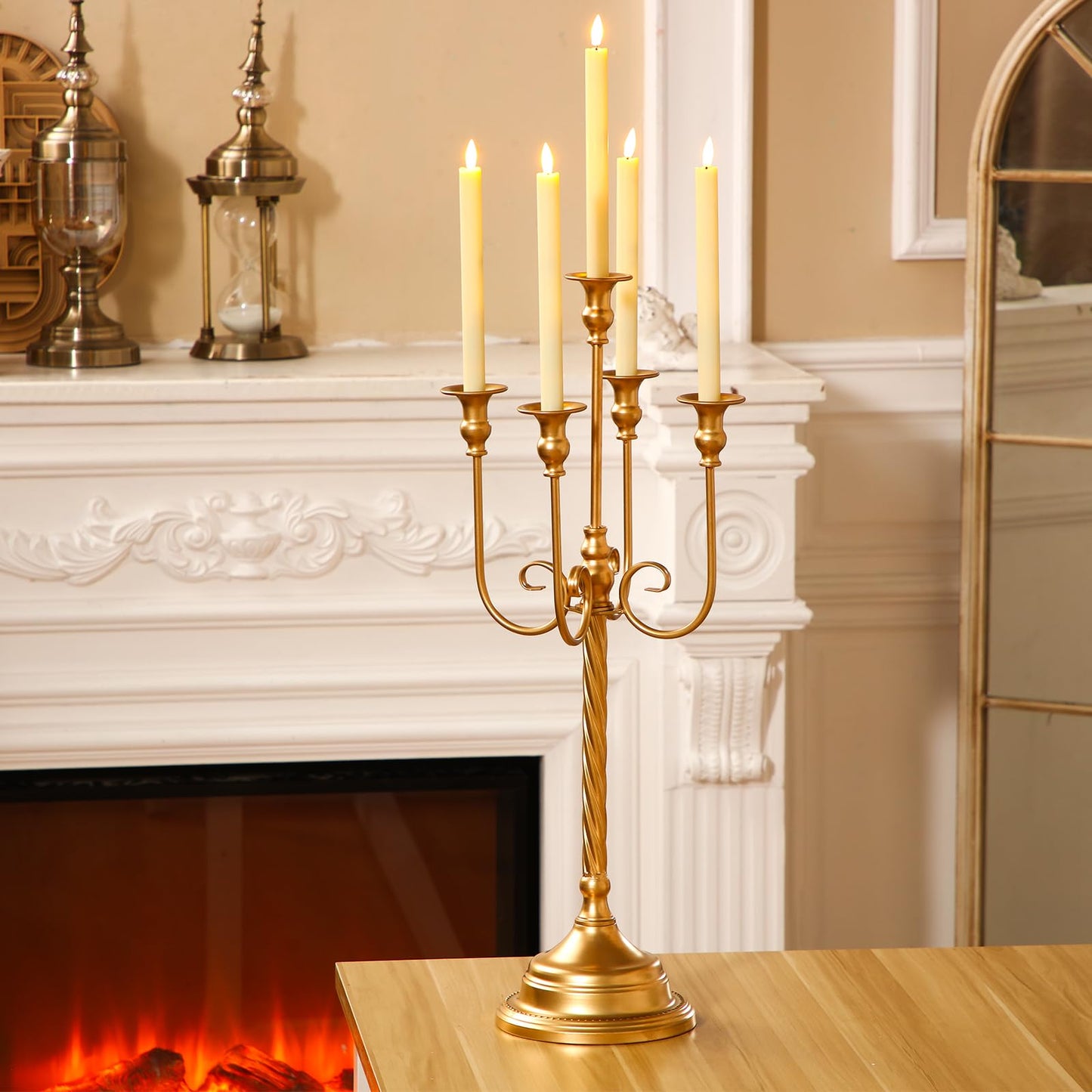 6 Pcs Gold Candelabra Candlestick Holder Metal Candle Stand