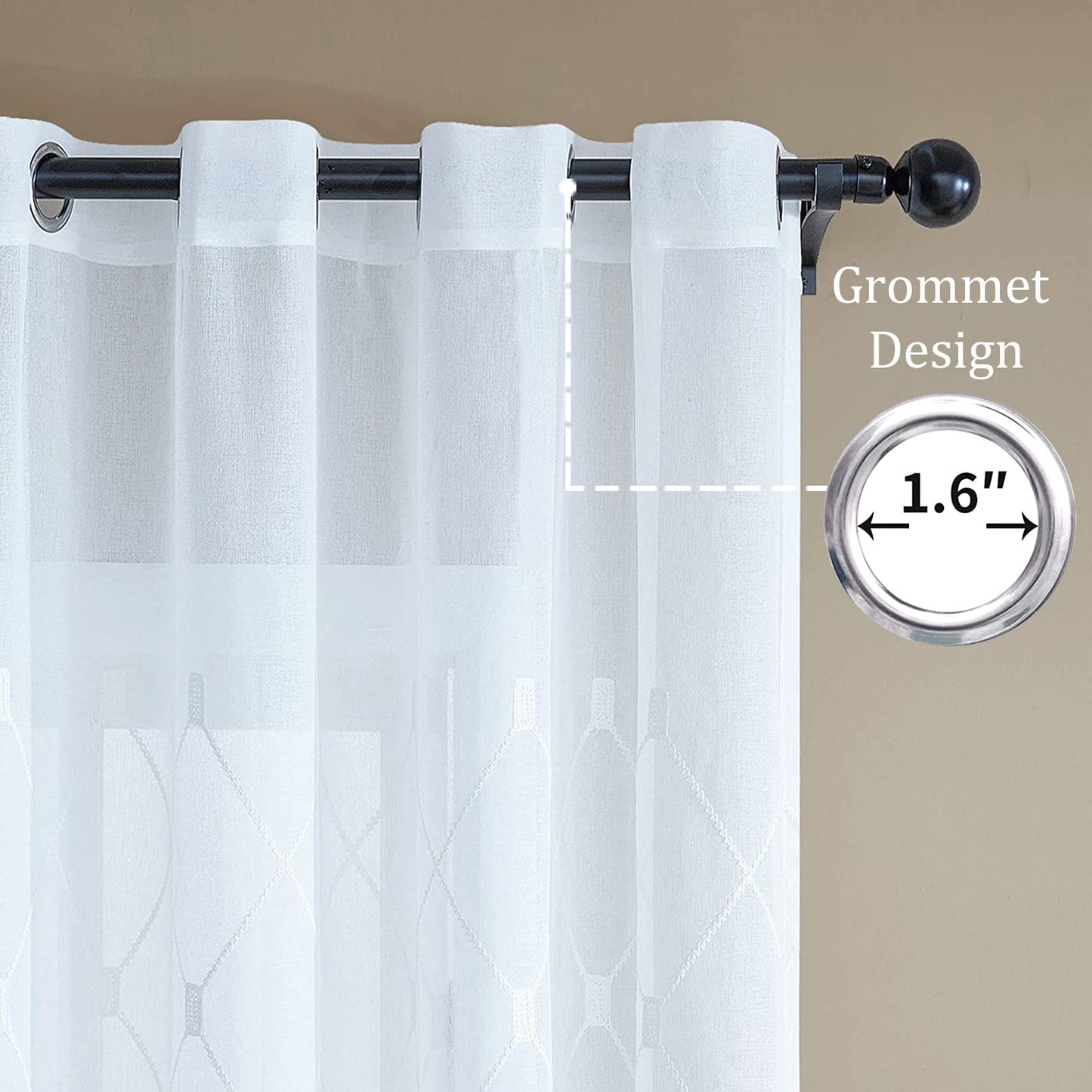 White Sheer Curtains 84 Inches Long for Living Room, 2 Panels Set