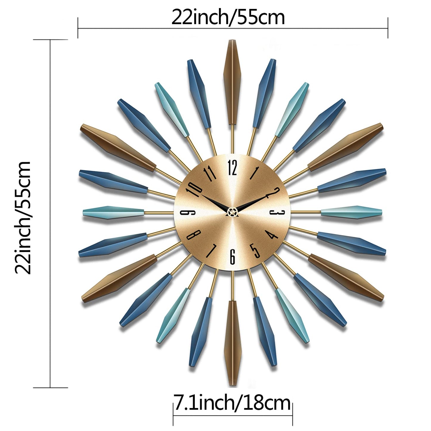 Large Wall Clock for Living Room Decor - Silent Battery Operated