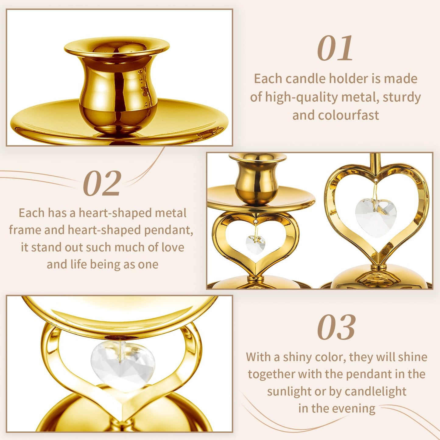 Table Centerpiece Gold Candlestick Holders for Pillar Taper Candles