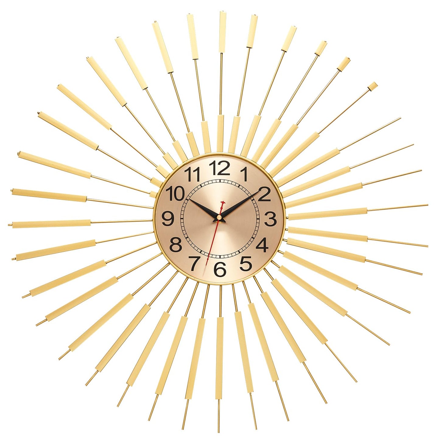 Large Starburst Wall Clock Non-Ticking Battery Operated