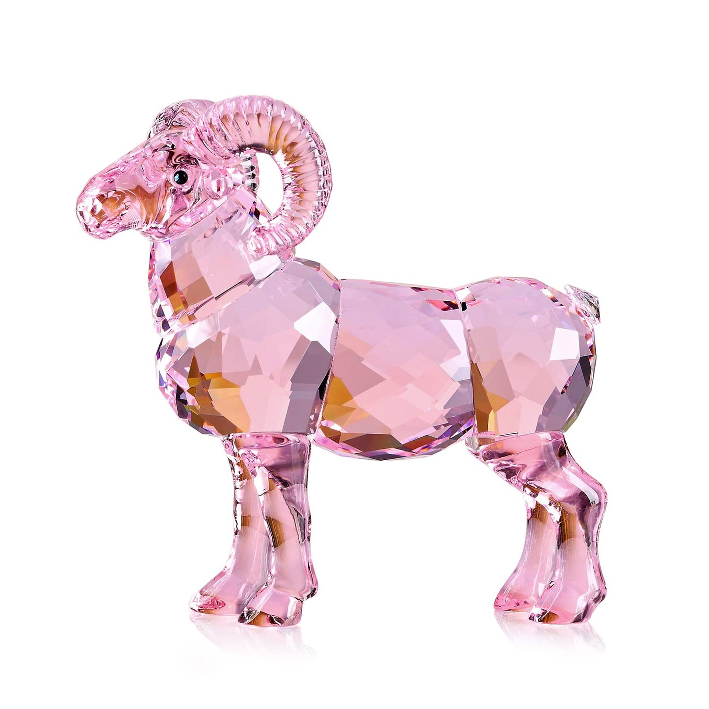 Crystal Goat Art Figurine Collection Table top Ornament Statue Home Decor (Gold)