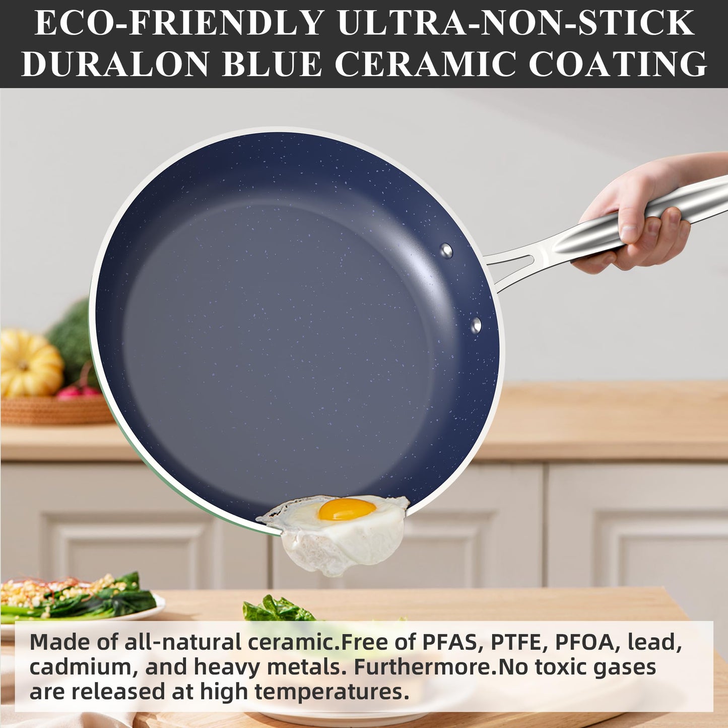 Ceramic Nonstick Cookware Set, Diamond Infused Scratch-Resistant