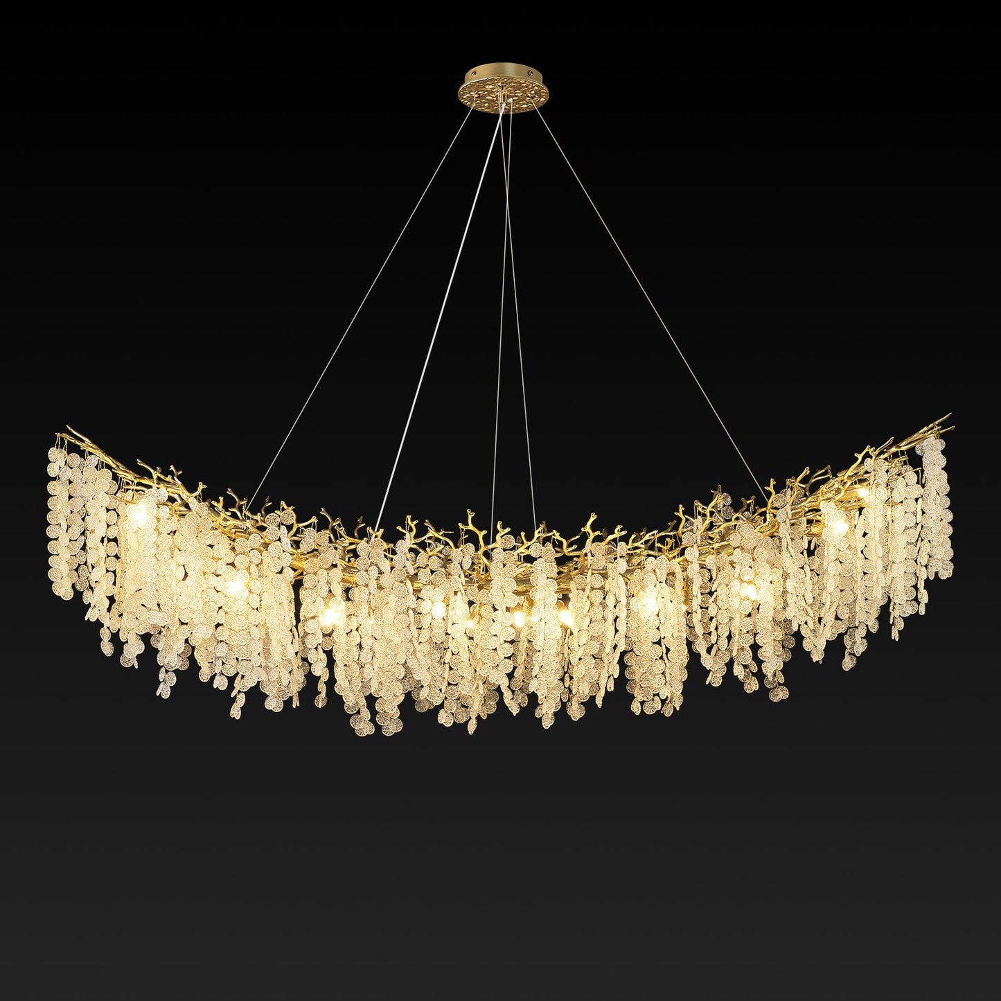 H134'' Modern Crystal Tree Branch Chandelier, Foyer High Ceiling Chandelier