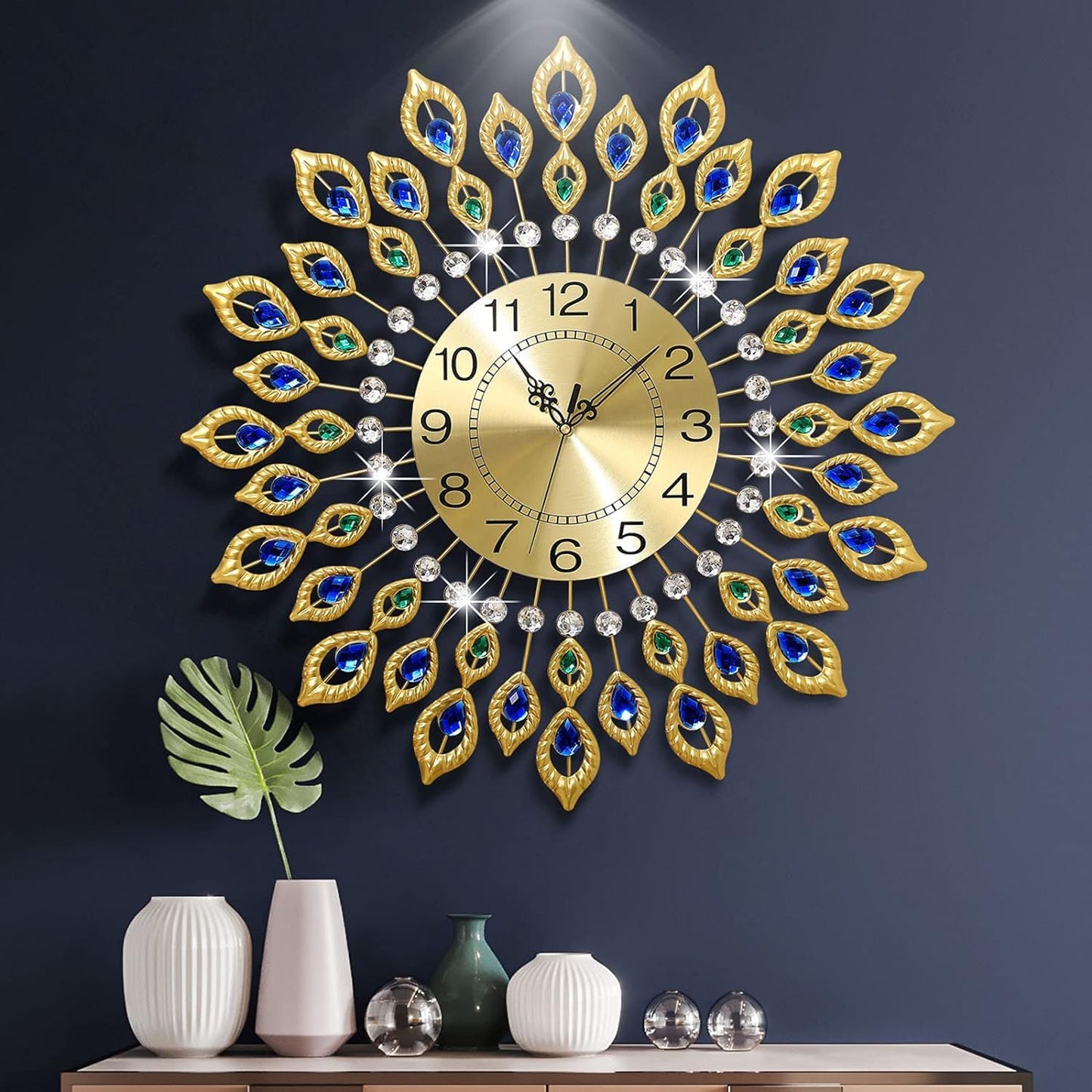 24 Inch Modern Metal Wall Clock Unique Design, Large Silent Battery Operated