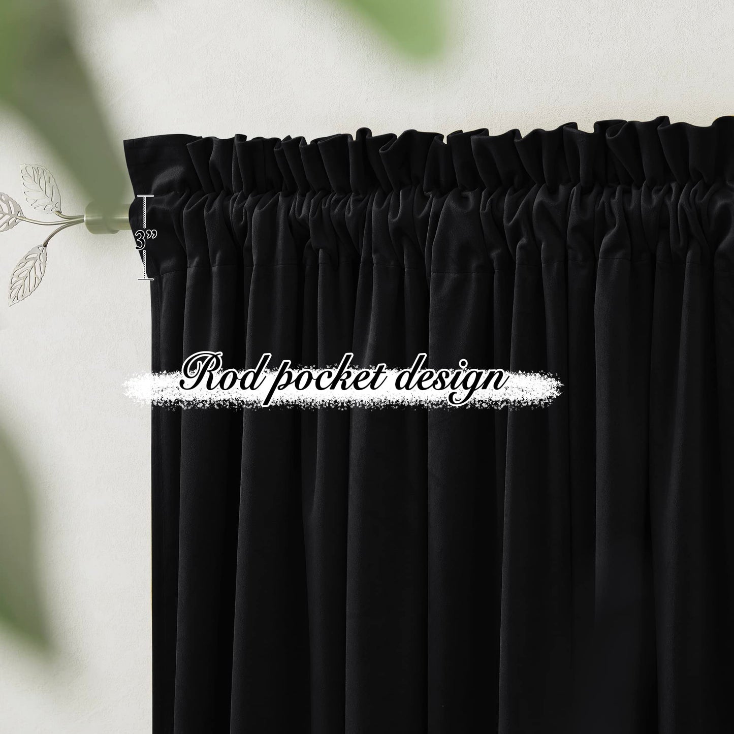 Velvet Curtains 96 inches - Soundproof Light Blocking Velvet Curtain