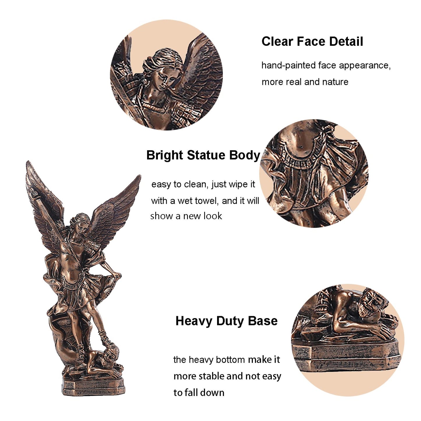 12.5in St. Michael Archangel Statue Collectible Figurines (Bronze)