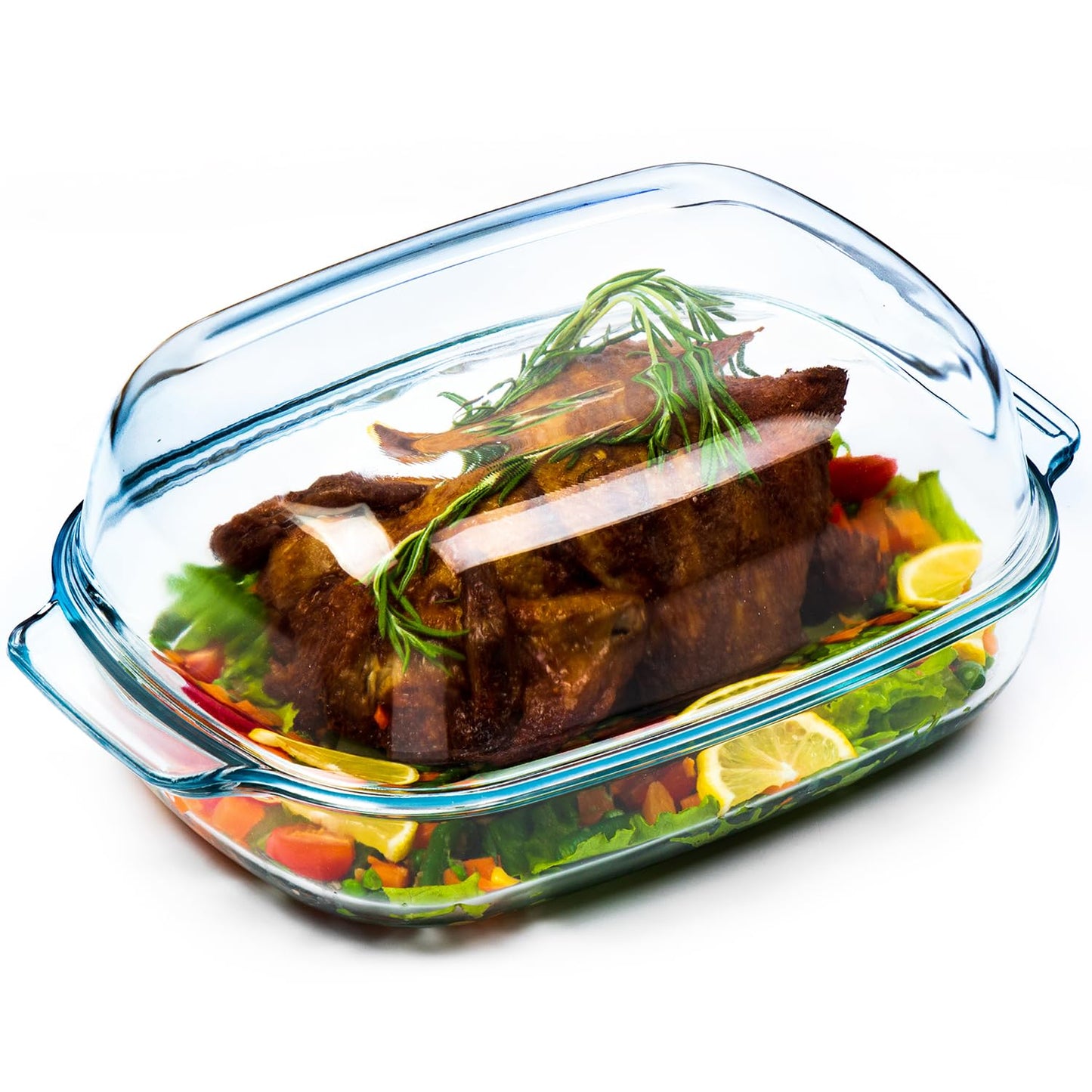 2-in-1 Glass Baking Dish with Borosilicate Glass Lid | 3.7 Quart Glass