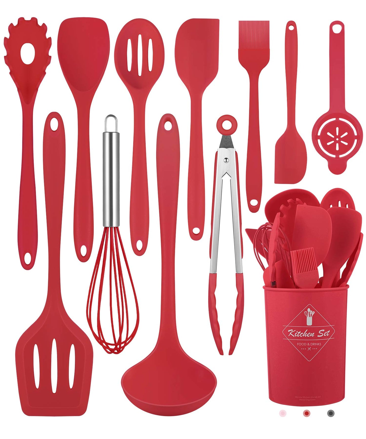 Kitchen Utensils Set-12 Pieces Silicone Cooking Utensils Set (Dishwasher Safe)