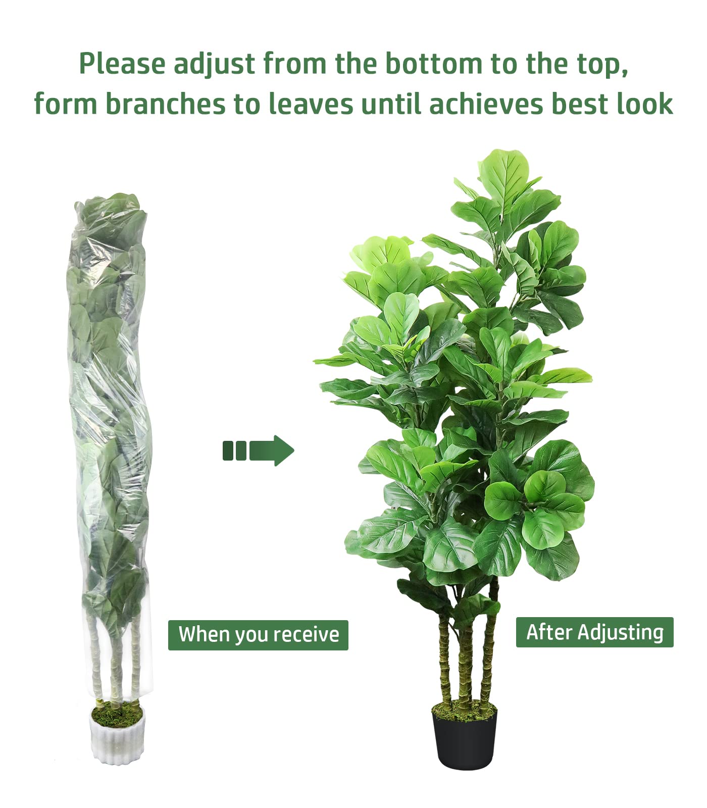 6ft  Artificial Fiddle Leaf Fig Tree Fake Tree Faux Plant