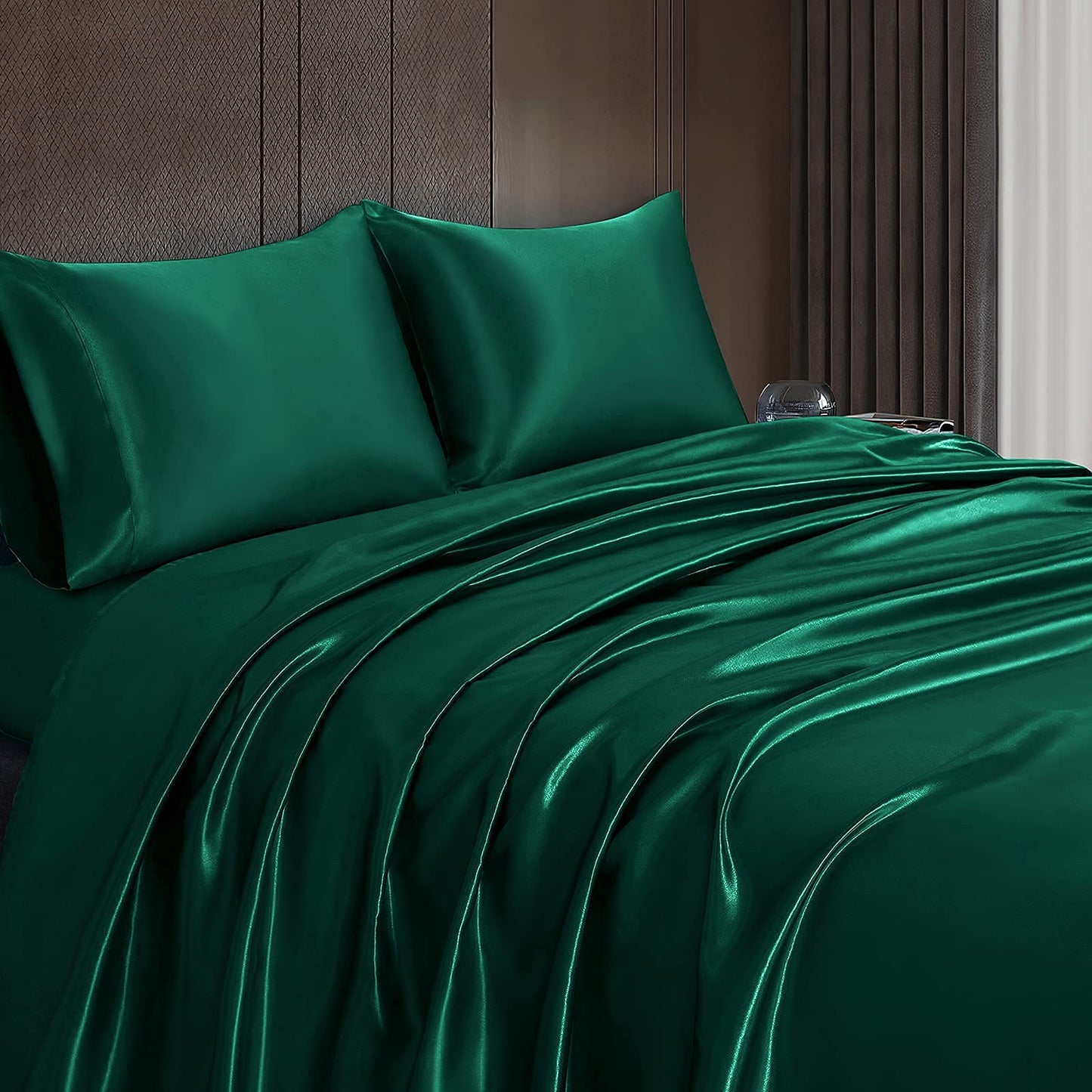 4pcs Satin Sheets Set Luxury Silky Satin Bedding Set with Deep Pocket