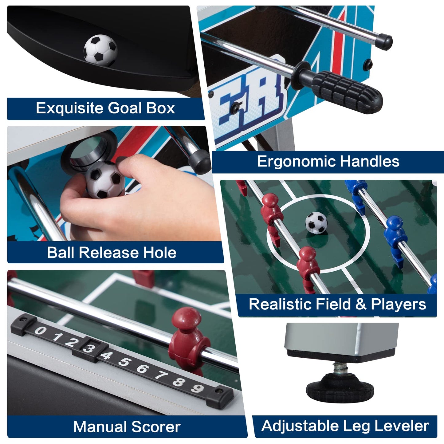 48" Game Room Size Folding Foosball Table, Foldable Space Saving Table Soccer Game