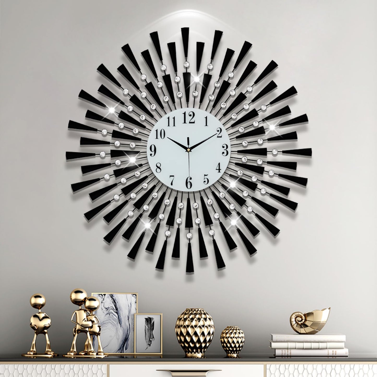 Large Wall Clocks for Living Room Decor Modern Gold Silent Wall Clock Battery Operated