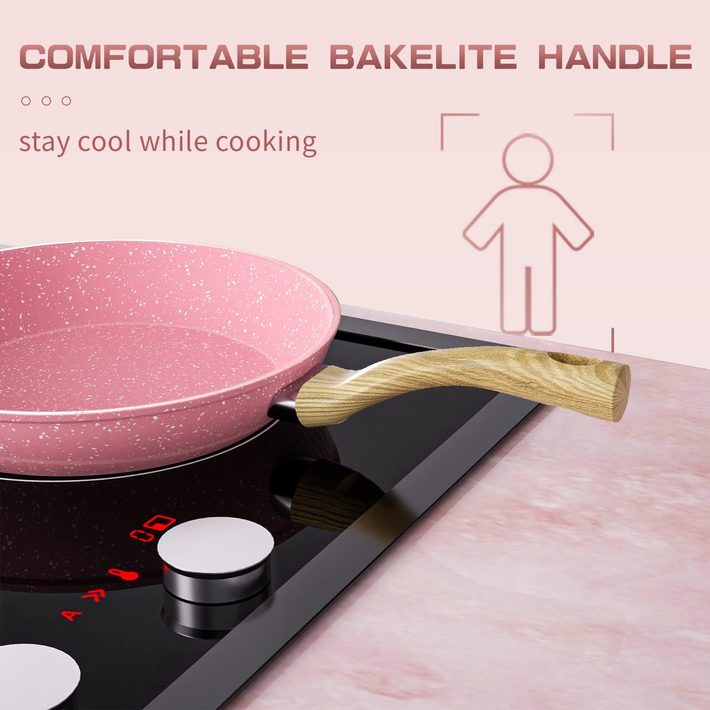 8-Inch Pink Nonstick Egg Pan, PFOA-Free Stone Cookware Skillet