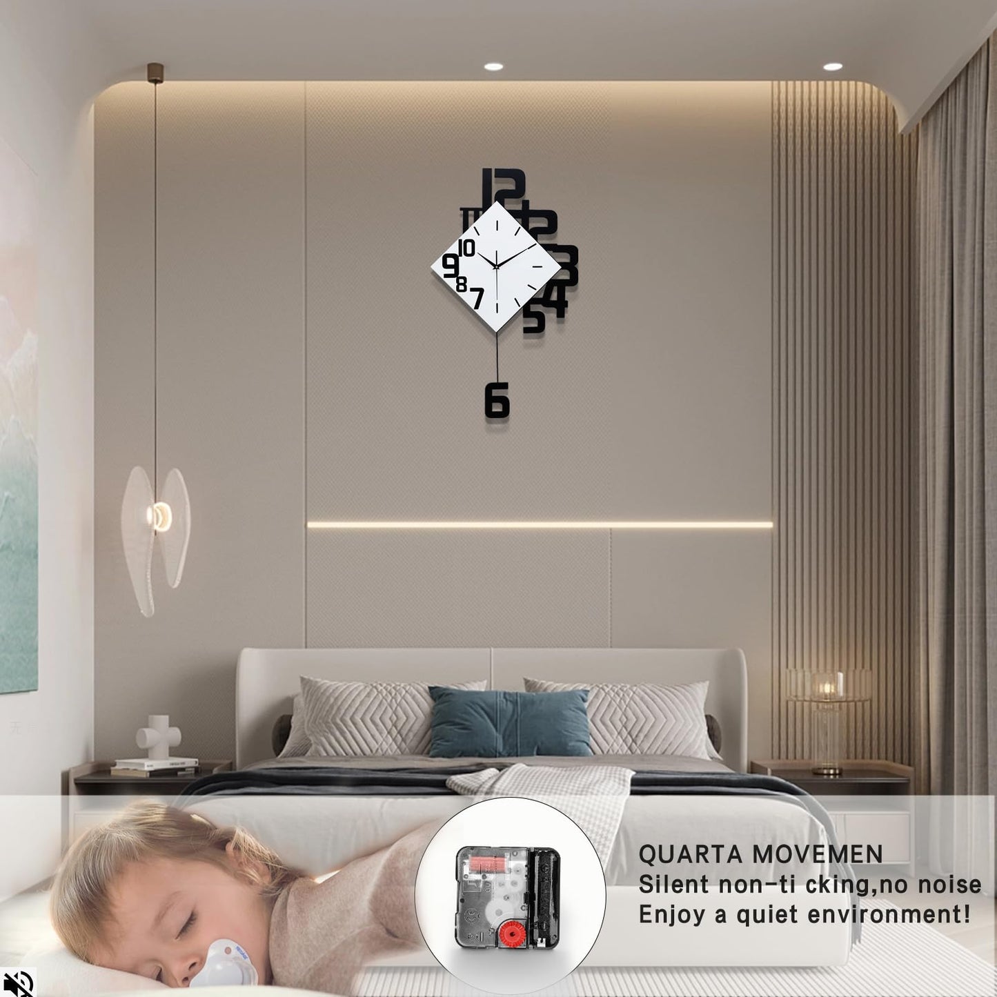 Modern Large Wall Clocks for Living Room Decor Big Silent Pendulum