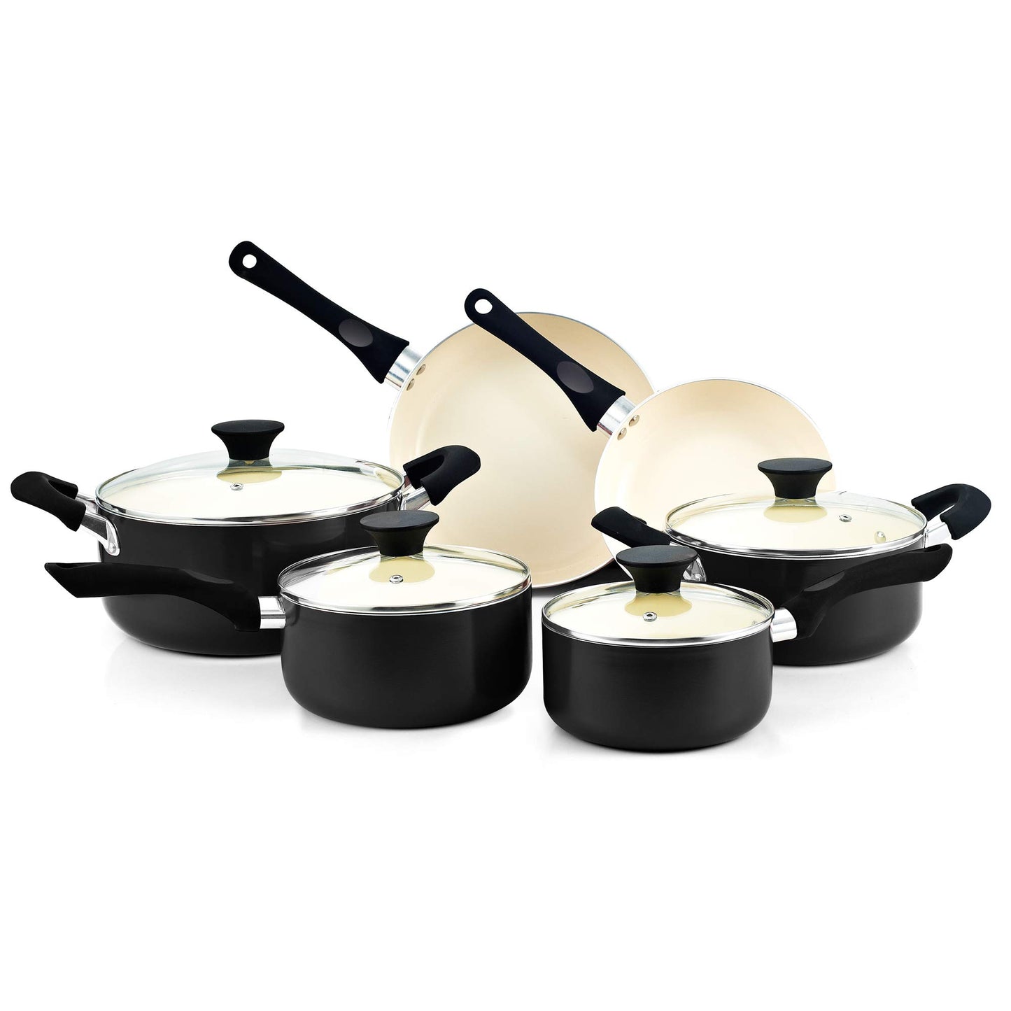 Pots and Pans Set Nonstick, 10-Piece Ceramic Kitchen Cookware Sets