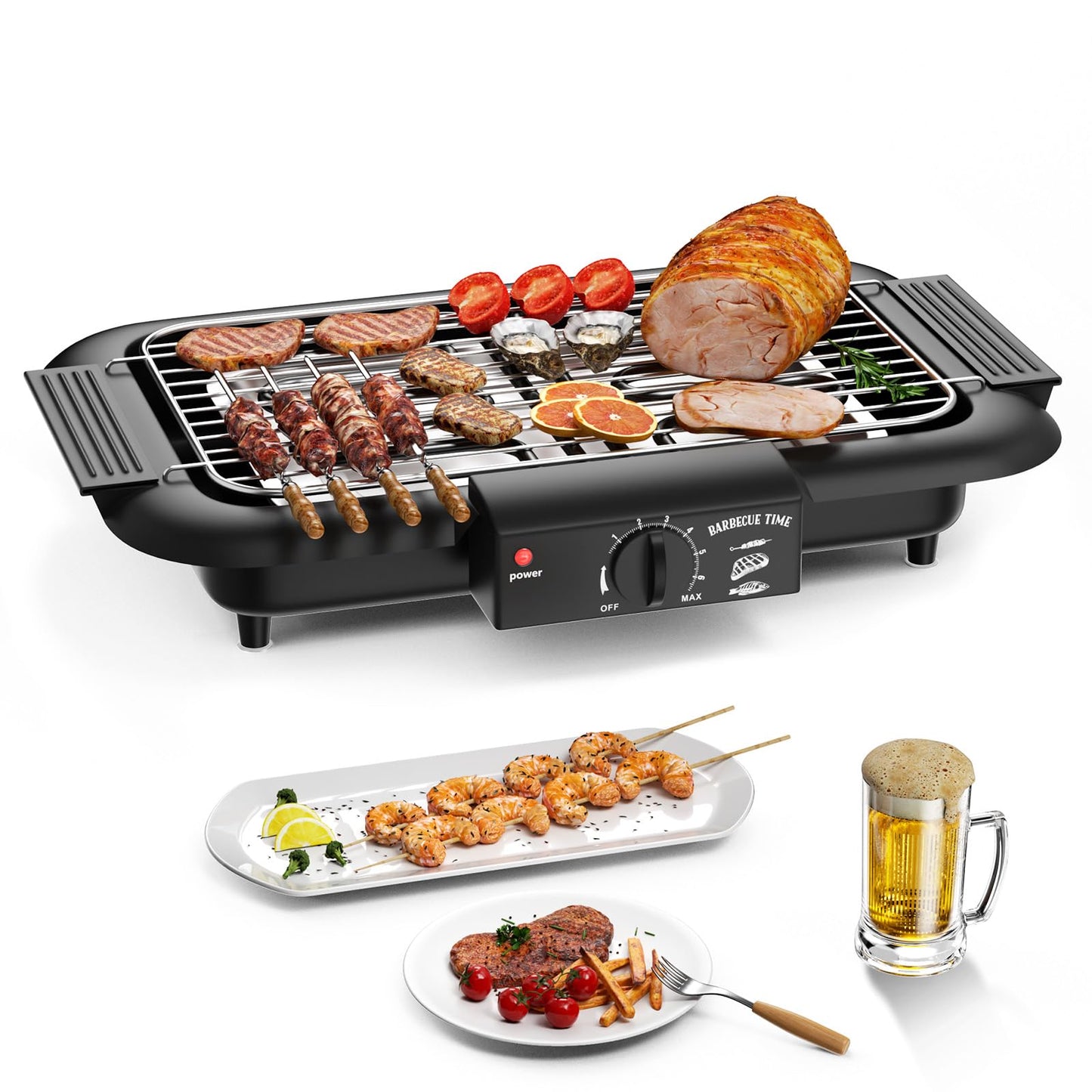 Electric BBQ Grill, Smokeless Non-Stick Indoor/Outdoor Barbecue Grill