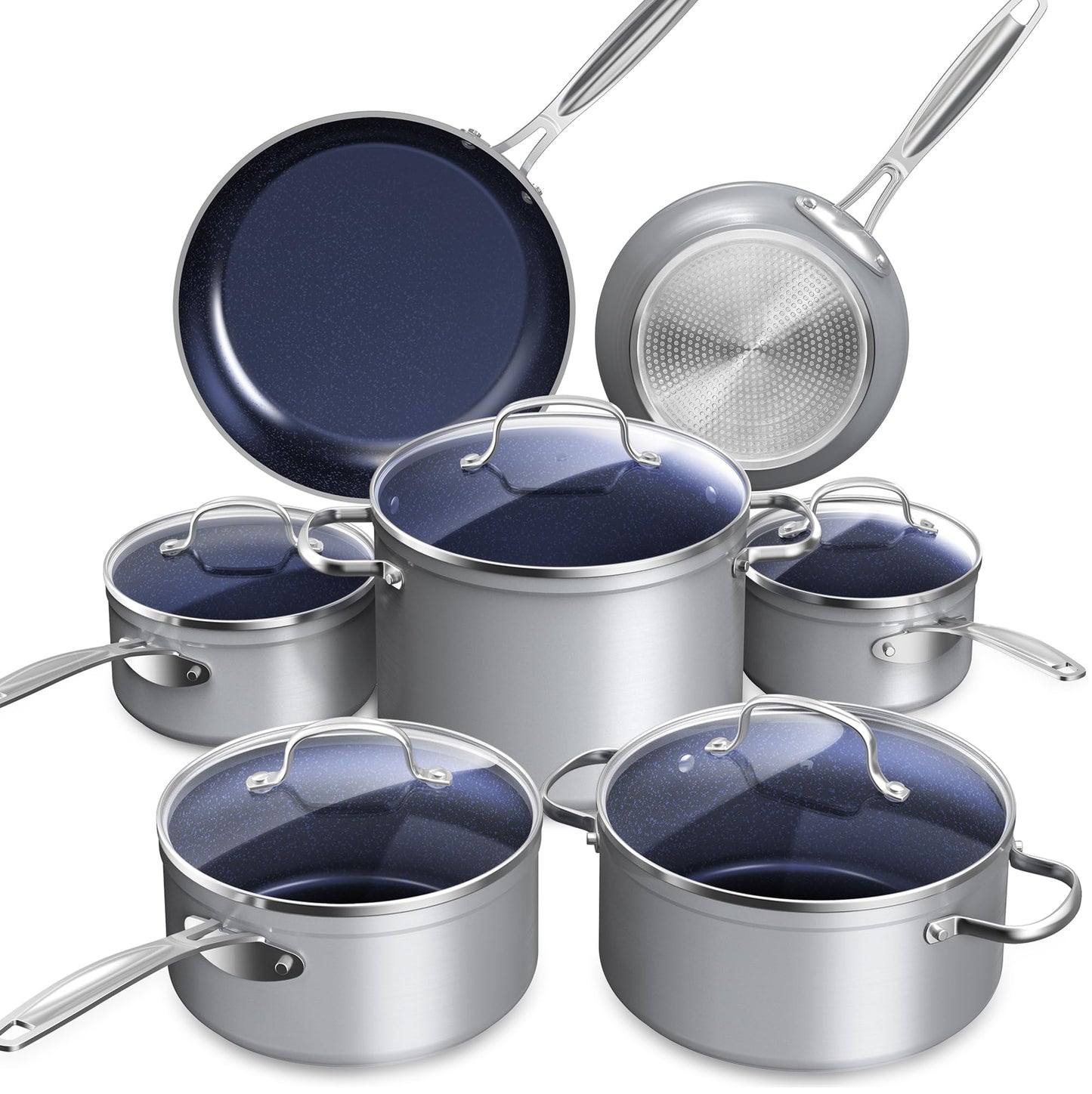 Ceramic Nonstick Cookware Set, Diamond Infused Scratch-Resistant