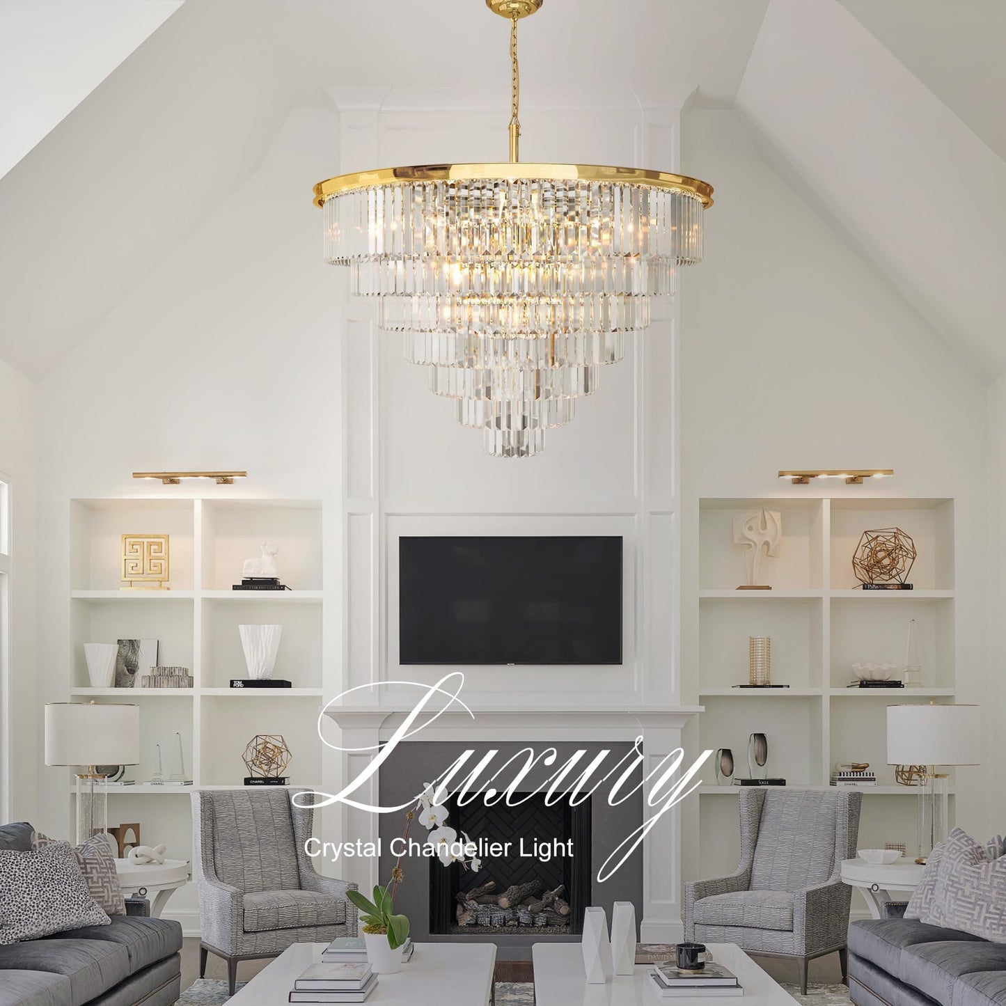 Luxury Smoke Crystal Chrome Chandelier, 8 Lights Pendant