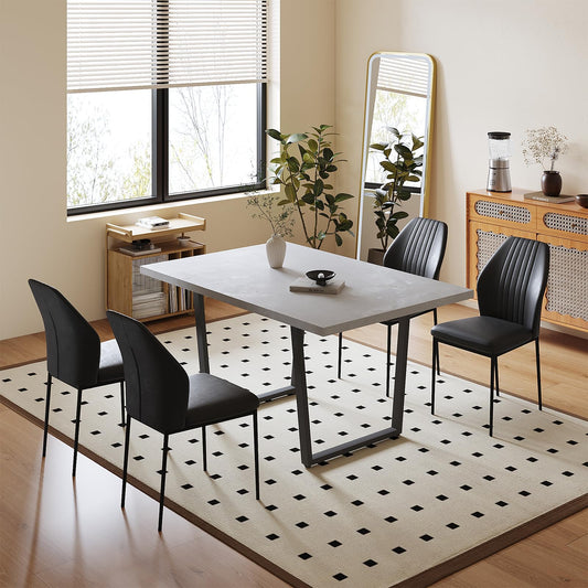 5 Piece Dining Table Set, Kitchen Dining Table and Leather Dining Chairs