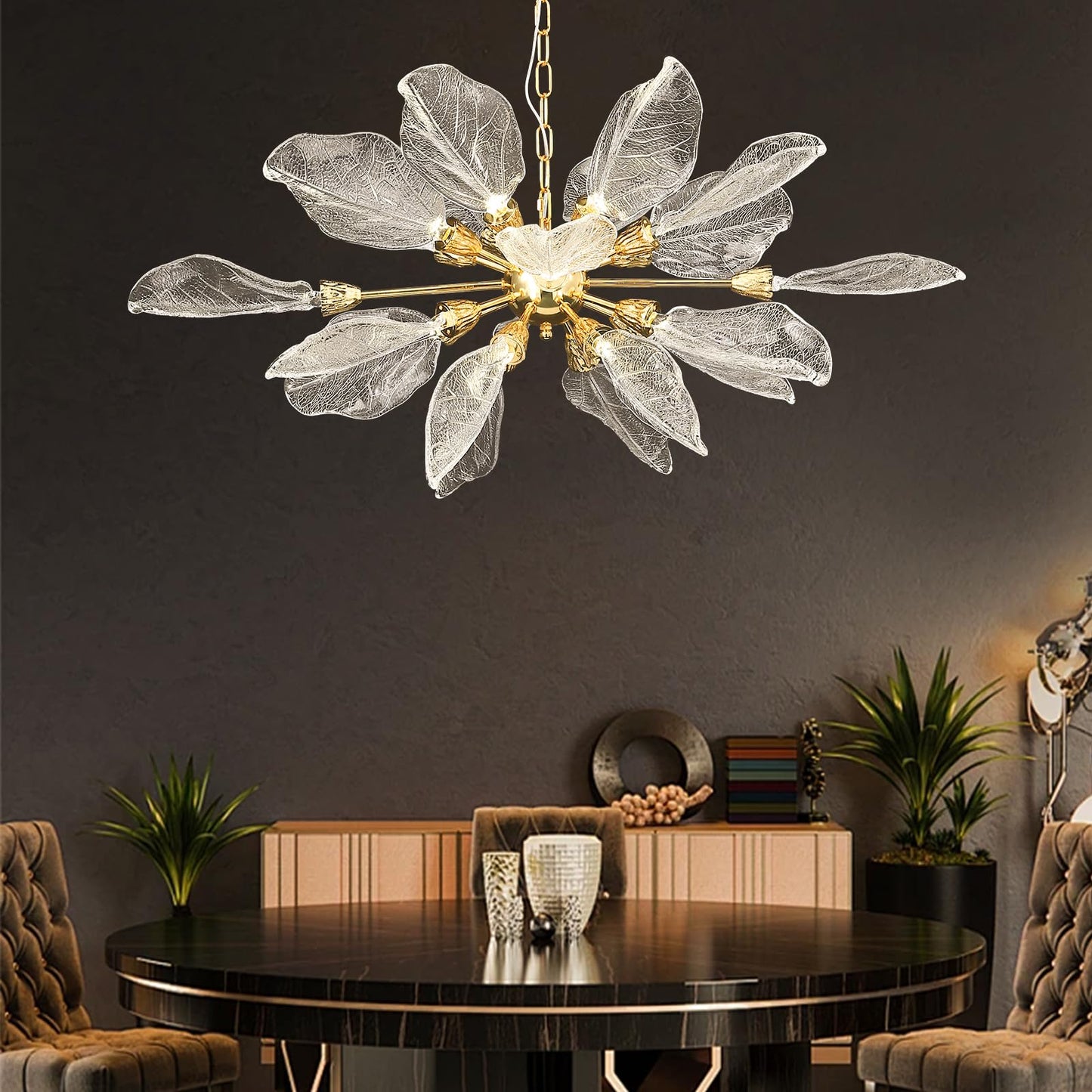 Leaf 39 inch Large Chandelier Dining Room Chandelier Over Table