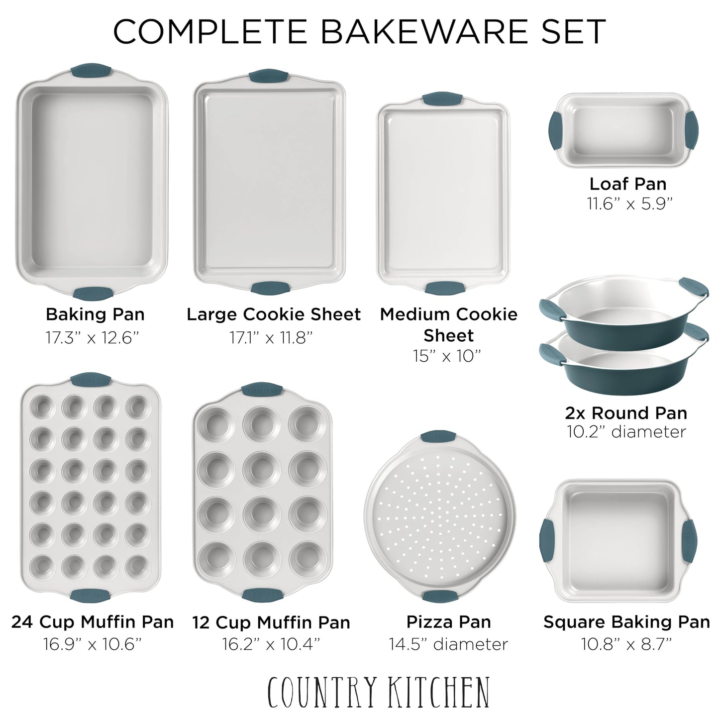 10-Piece Nonstick Stackable Bakeware Set - PFOA, PFOS, PTFE Free