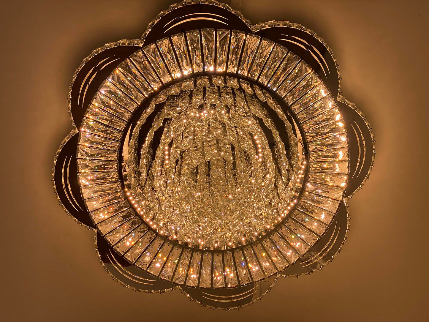 Modern Empire Crystal Chandelier 32inches Raindrop Ceiling Light