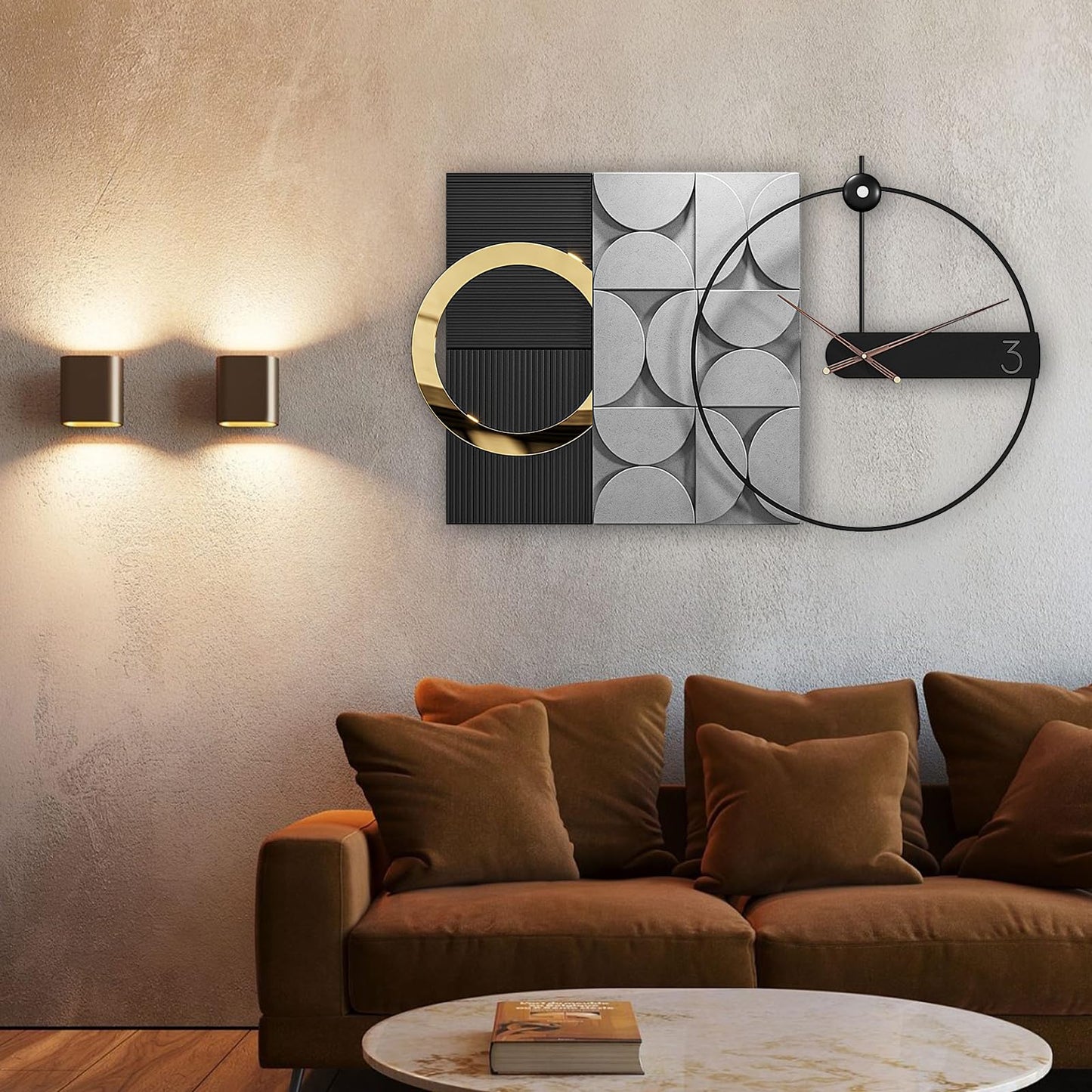 Large Starburst Wall Clock Non-Ticking Battery Operated