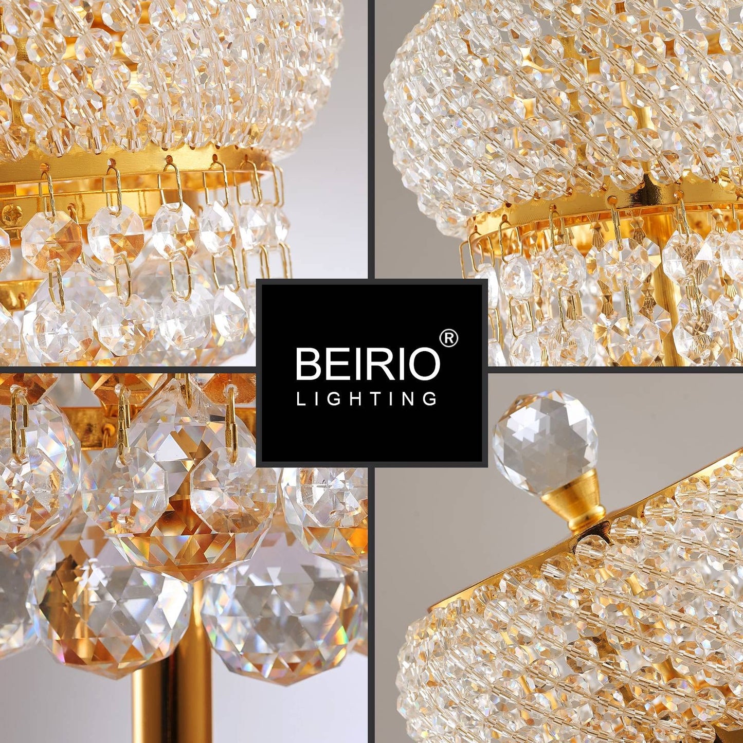 6-Lights Golden French Empire Crystal Ball Table Lamp W 10 × H 22 inch)