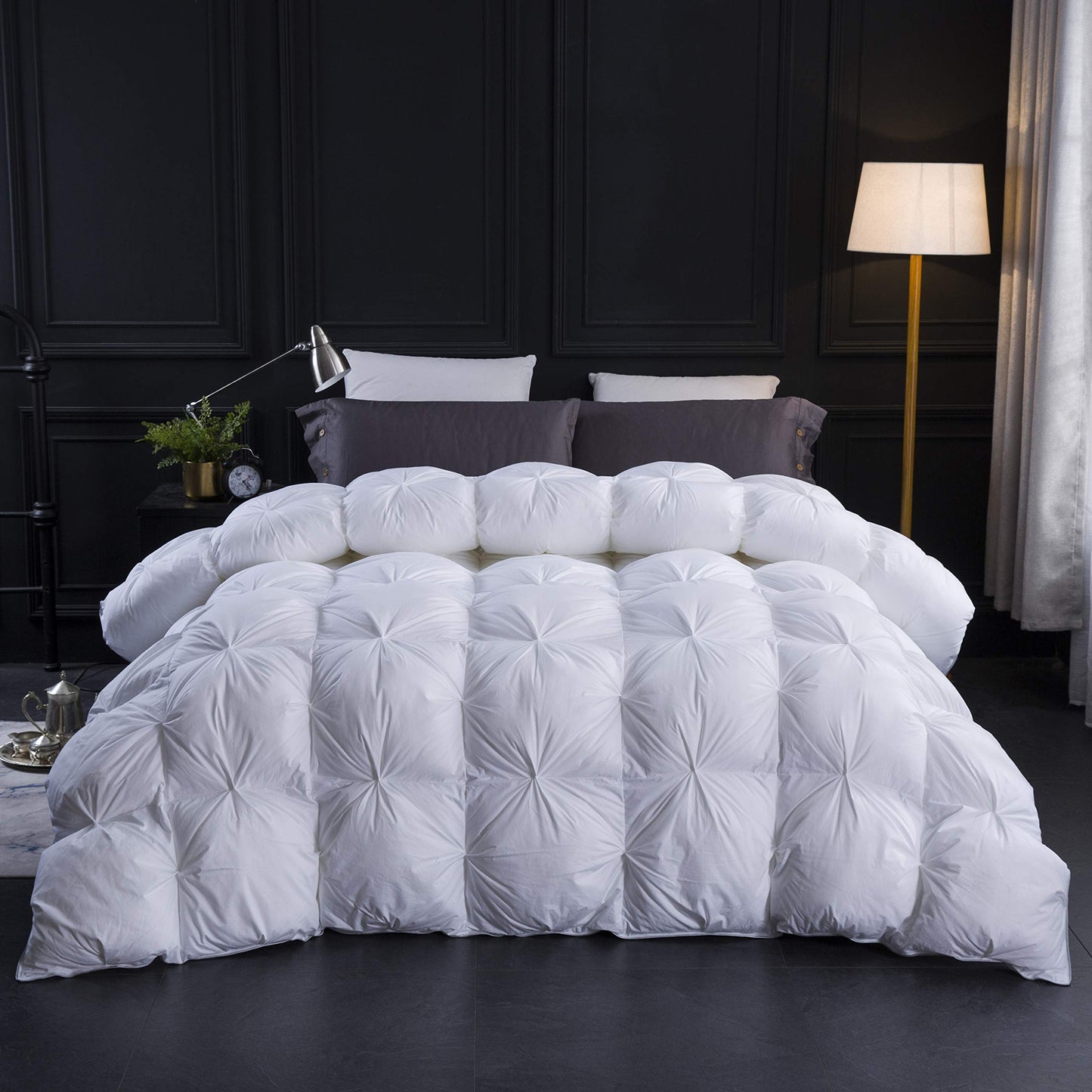 Pinch Pleat Feathers Down Comforter King Size Duvet Insert 100% Cotton