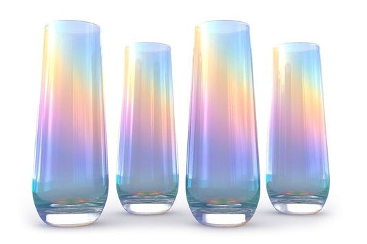 Iridescent Luster Pearl Radiance Set of 4 Champagne Glasses 10oz