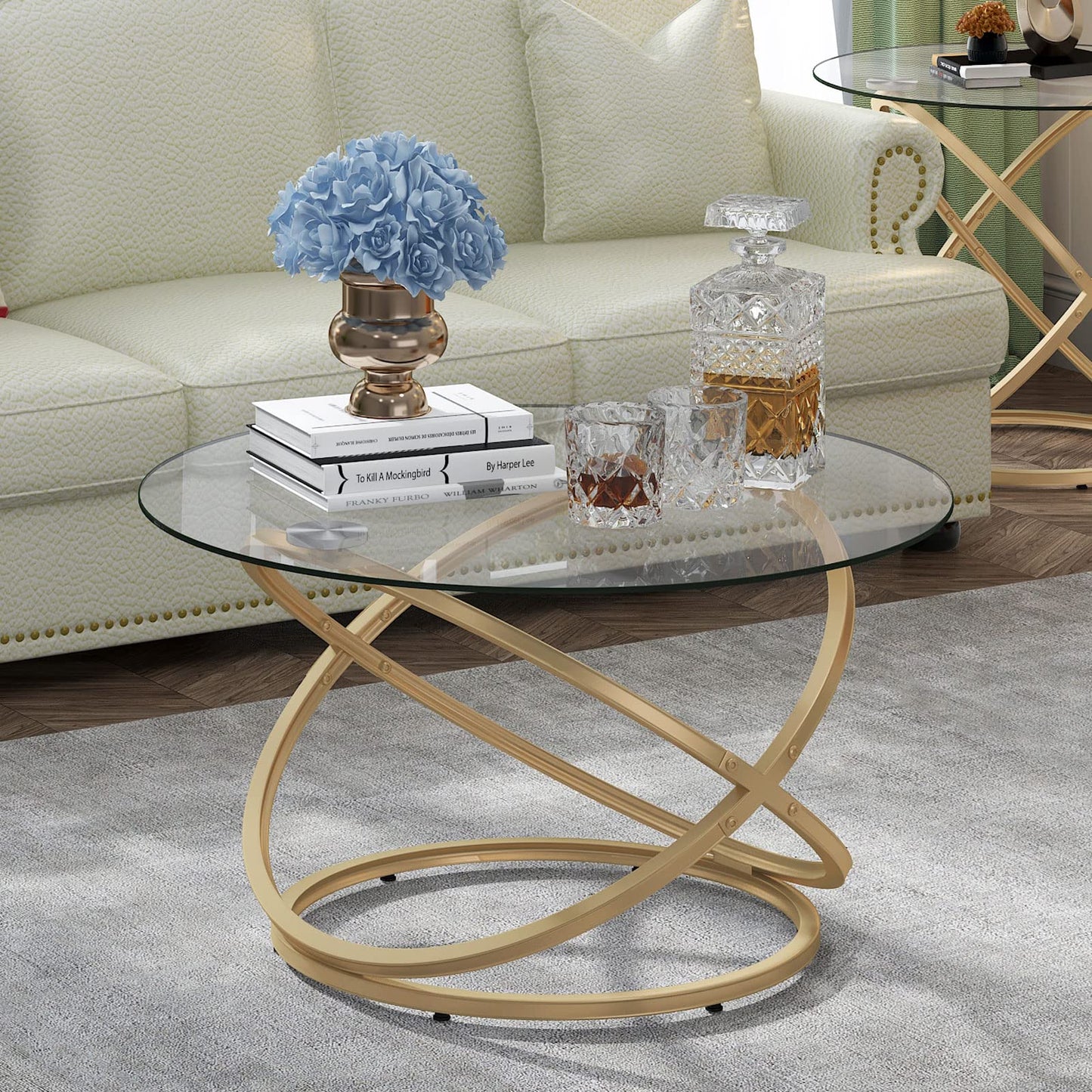 Glass Coffee Tables for Living Room, Chrome Finish (Silver)