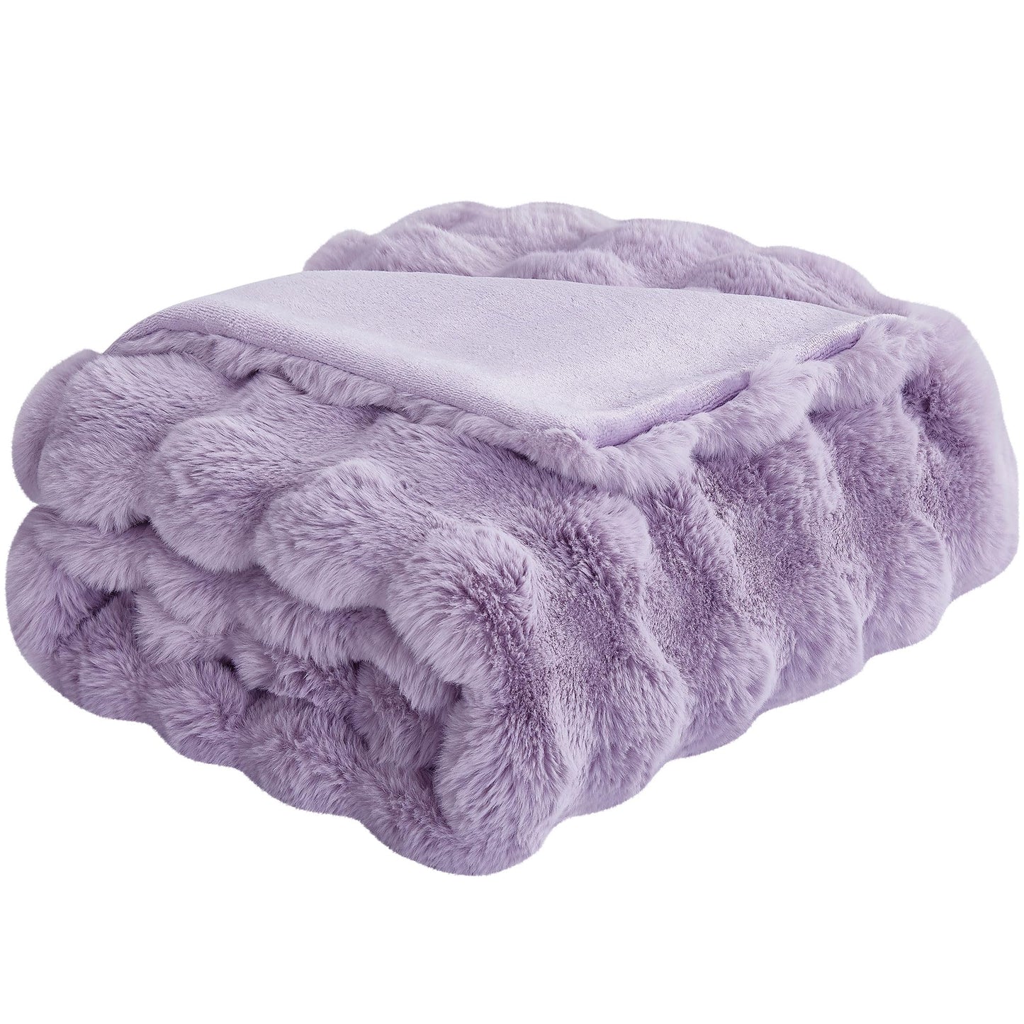 Soft Thick Fuzzy Faux Rabbit Fur Throw Blanket for Couch Sofa