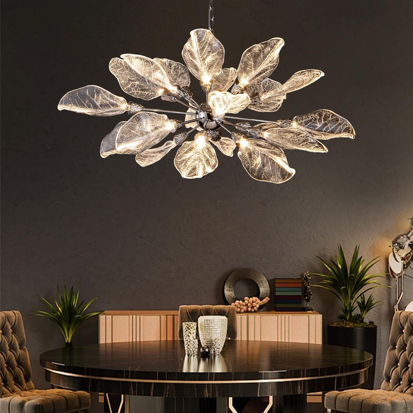 Leaf 39 inch Large Chandelier Dining Room Chandelier Over Table