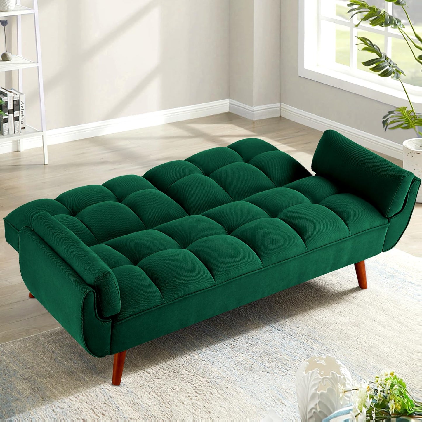 Convertible Futon Couch Bed, Sleeper Sofa Bed with Adjustable Backrests