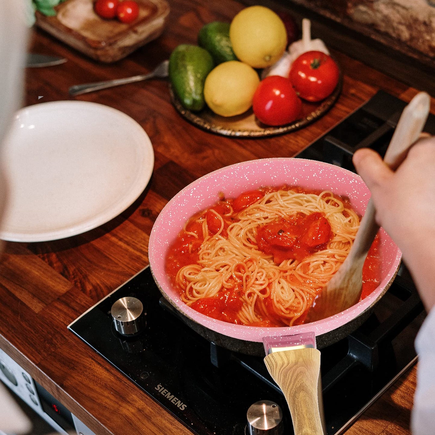 8-Inch Pink Nonstick Egg Pan, PFOA-Free Stone Cookware Skillet