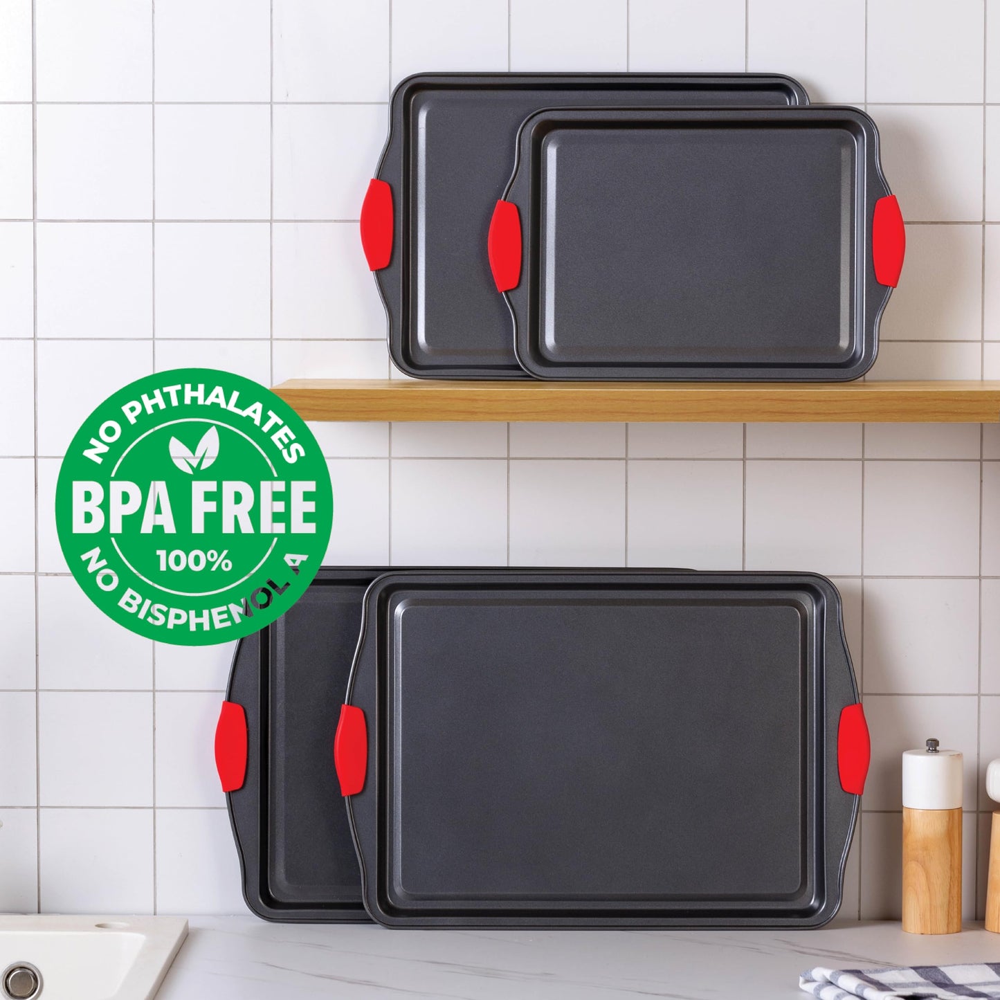 10-Piece Nonstick Stackable Bakeware Set - PFOA, PFOS, PTFE Free