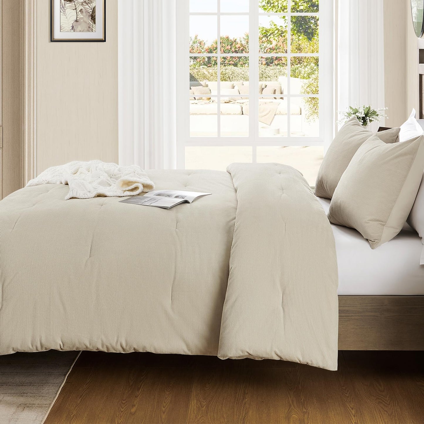 Luxury Fleece Sherpa Comforter Sets for Queen Bed, Soft and Warm Set