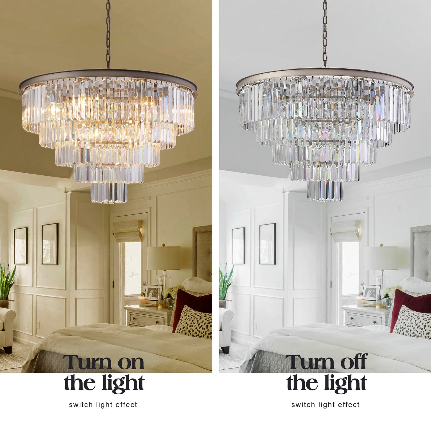 Luxury Smoke Crystal Chrome Chandelier, 8 Lights Pendant