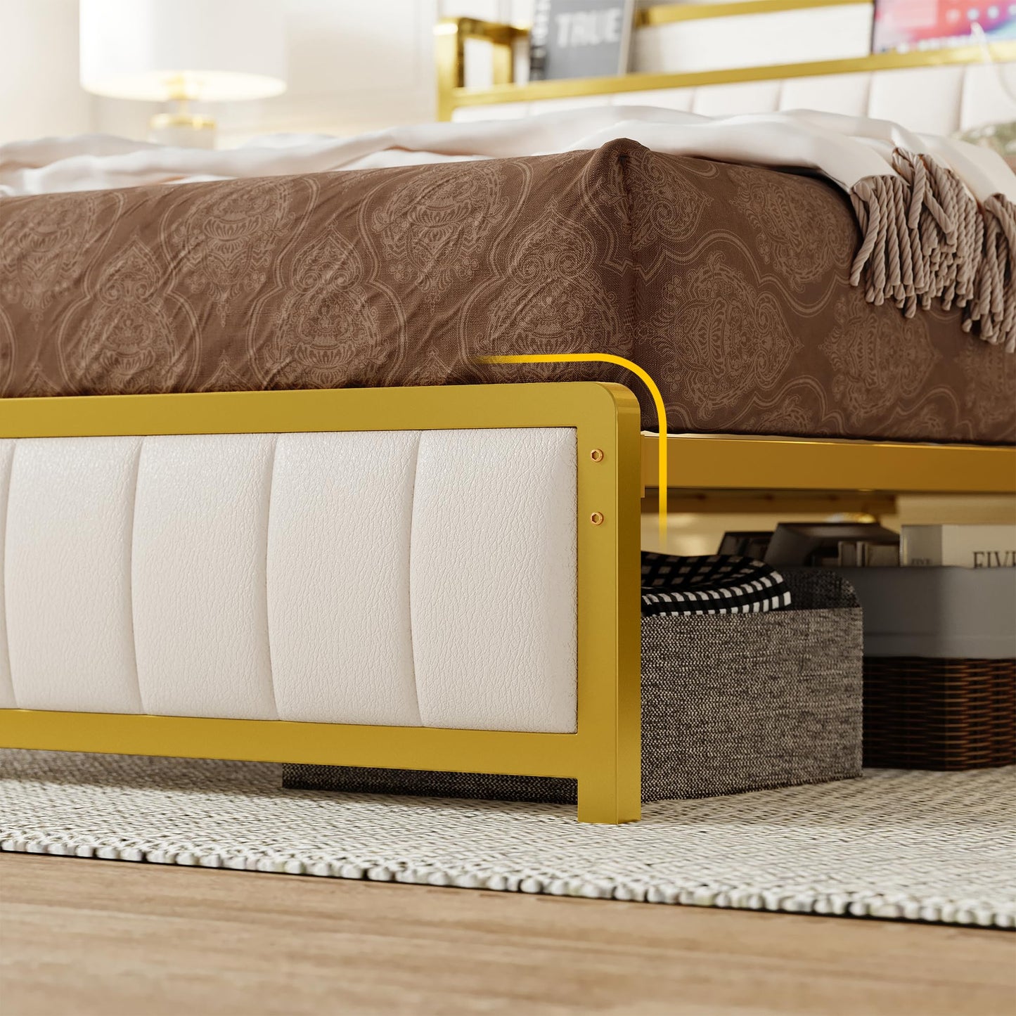 King Bed Frames, Storage Headboard with Charging Station