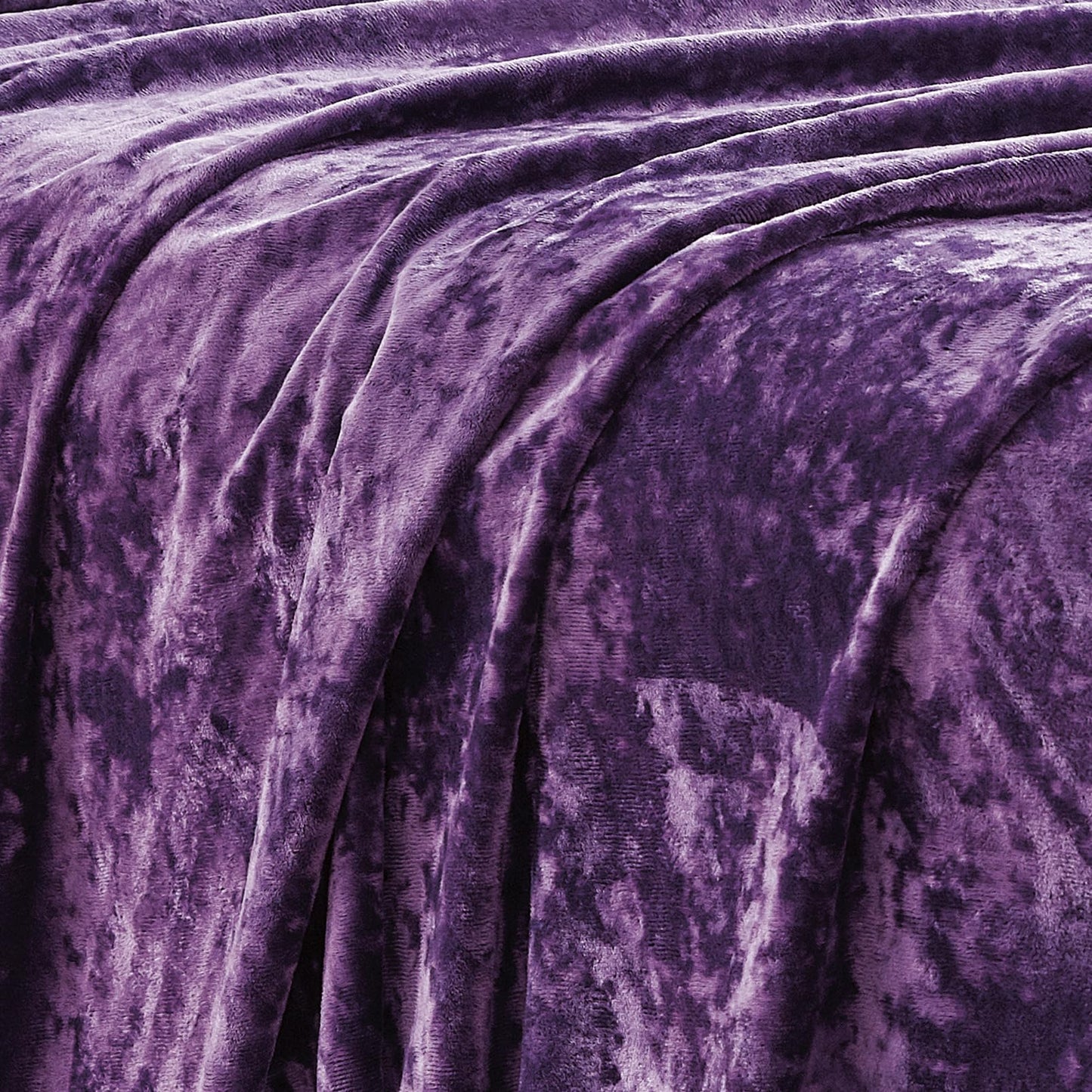 Distressed Velvet Sheet Set, 4 Pieces Purple Queen, Ultra Soft, Warm