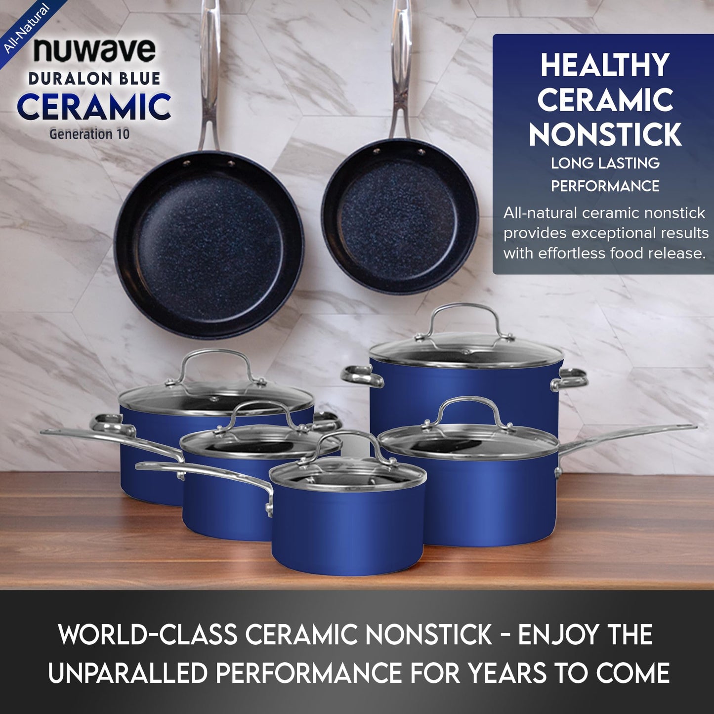 Ceramic Nonstick Cookware Set, Diamond Infused Scratch-Resistant