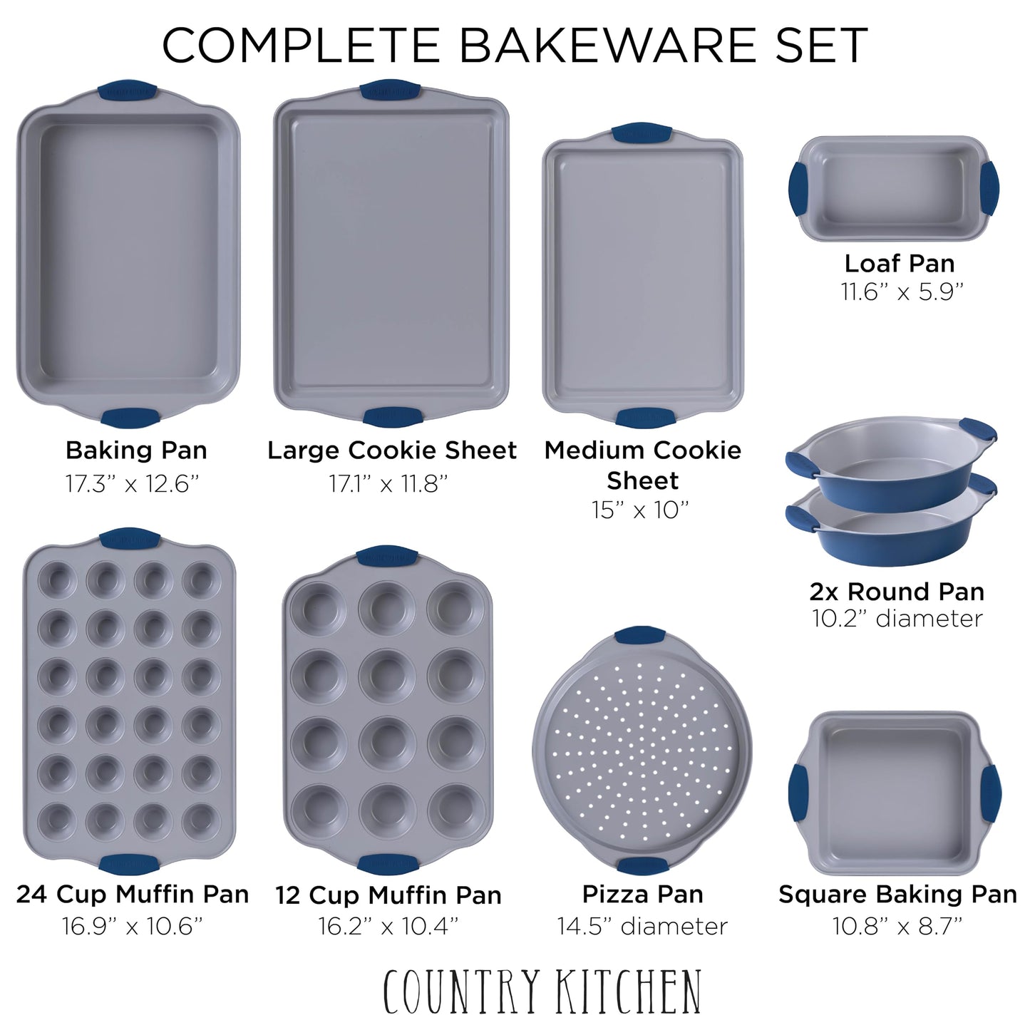 10-Piece Nonstick Stackable Bakeware Set - PFOA, PFOS, PTFE Free