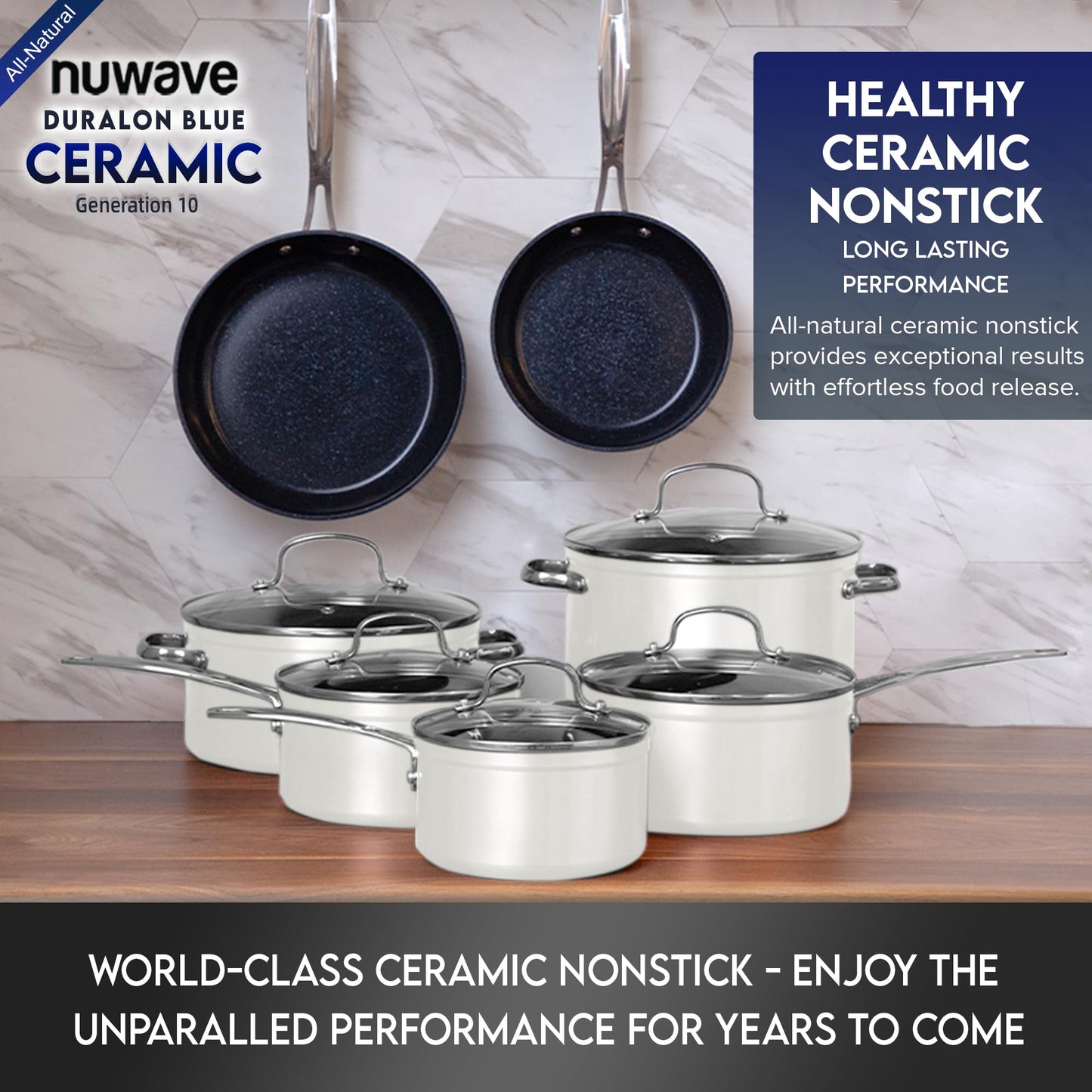 Ceramic Nonstick Cookware Set, Diamond Infused Scratch-Resistant