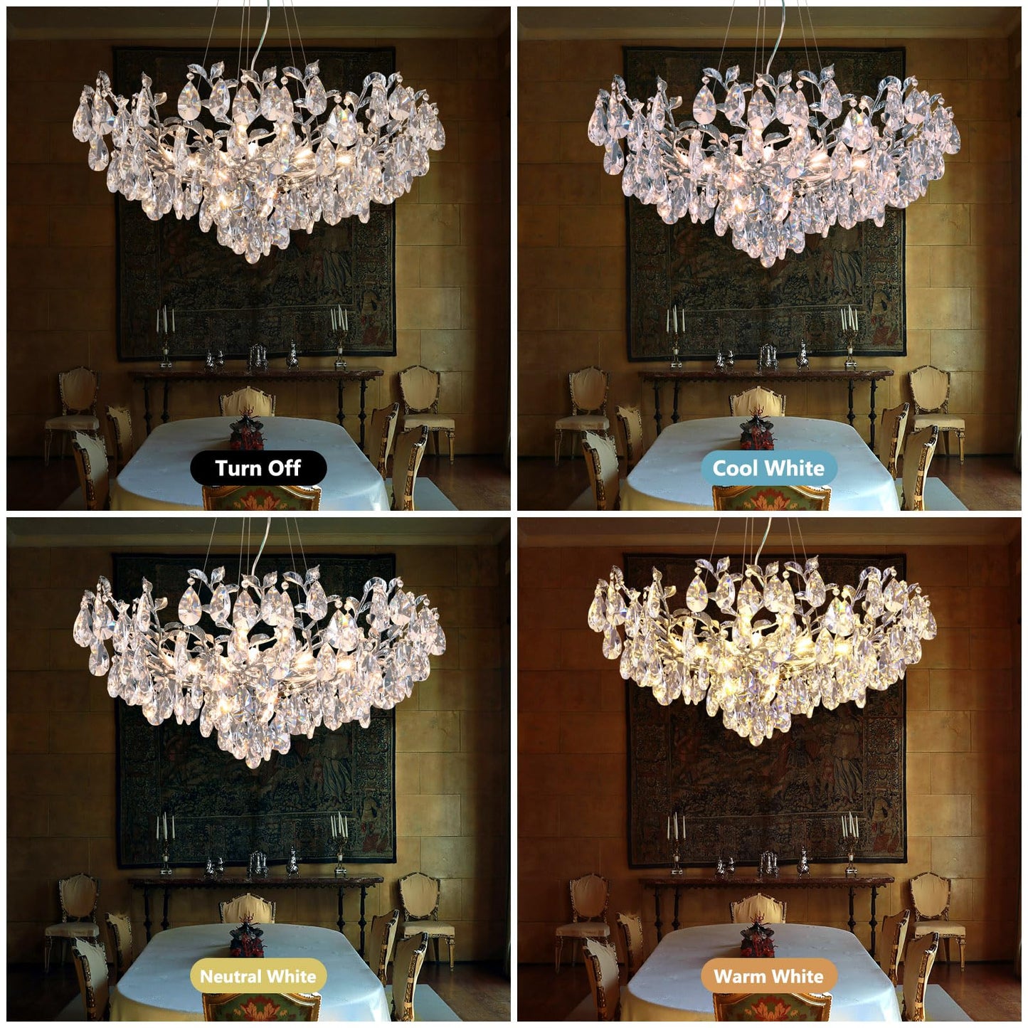 Modern Crystal Chandelier, Gold Pendant Flower Hanging Lighting