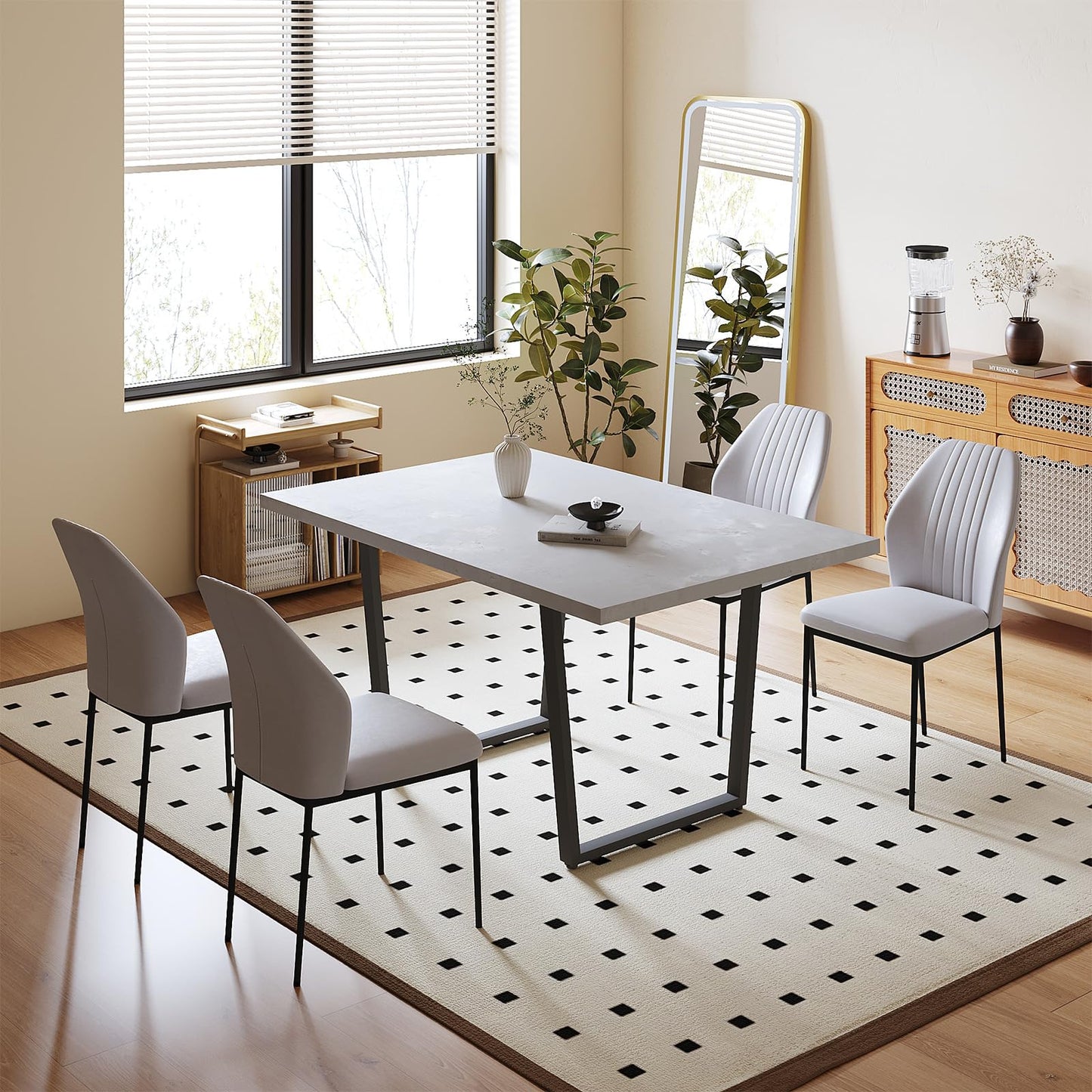 5 Piece Dining Table Set, Kitchen Dining Table and Leather Dining Chairs