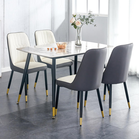 Dining Room Table Set for 4,Sintered Stone Kitchen Table Top and Modern Chairs