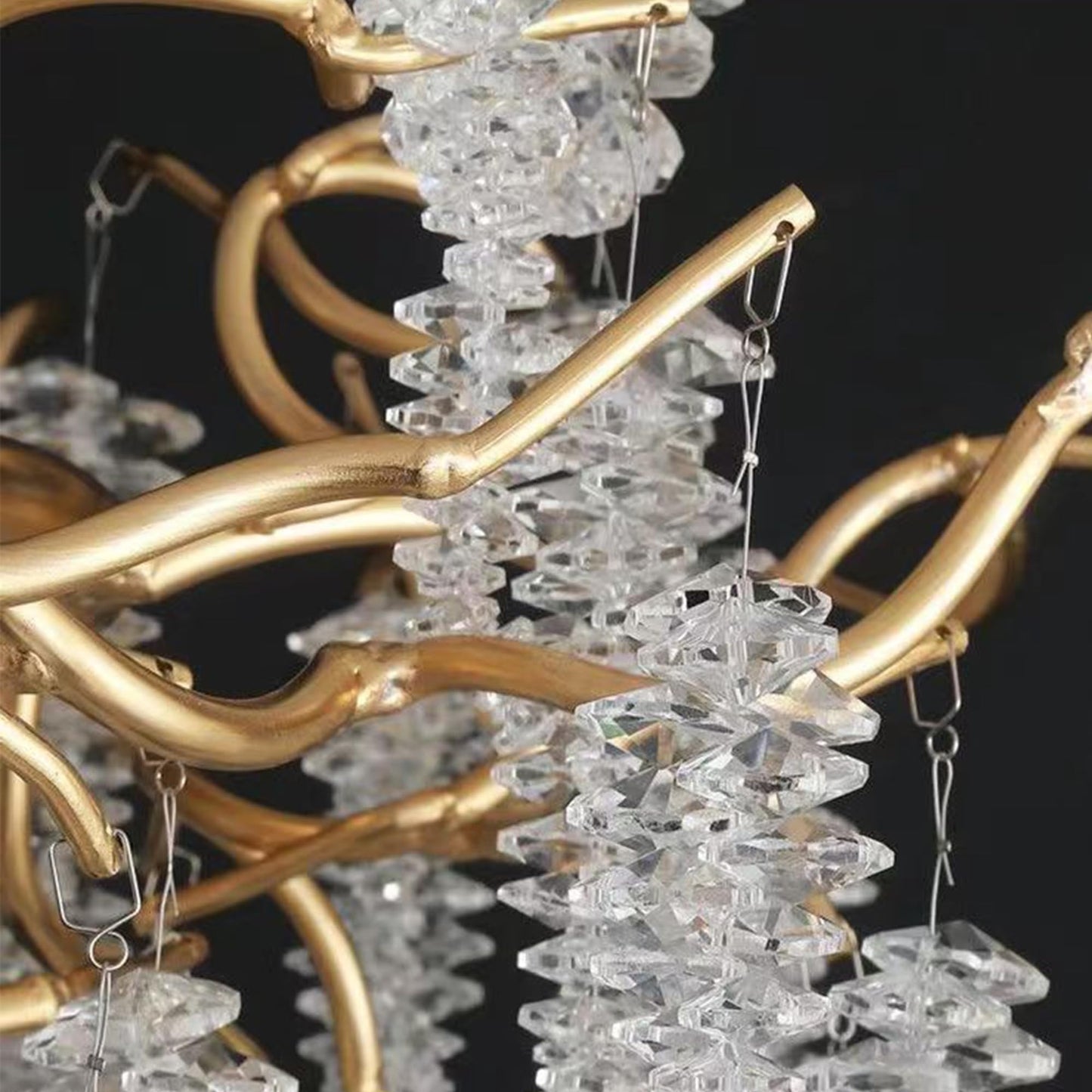 Modern Crystal Tree Branches Chandelier Gold Round Raindrop