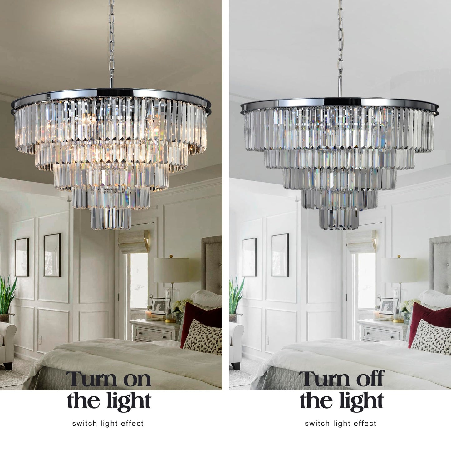 Luxury Smoke Crystal Chrome Chandelier, 8 Lights Pendant